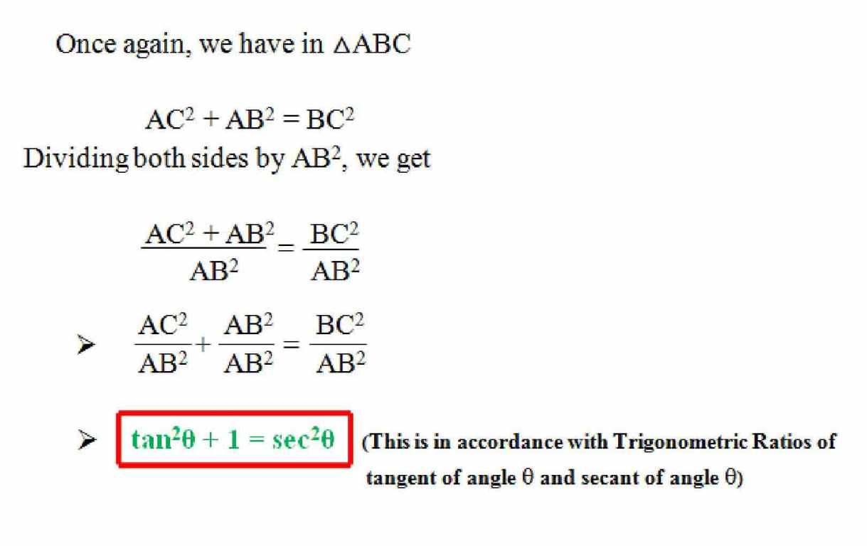 Trigonometric Identities And Its Derivation Using Pythagoras Theorem